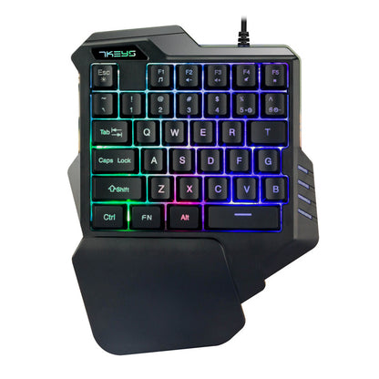One-Handed Gaming Keyboard RGB Lighting