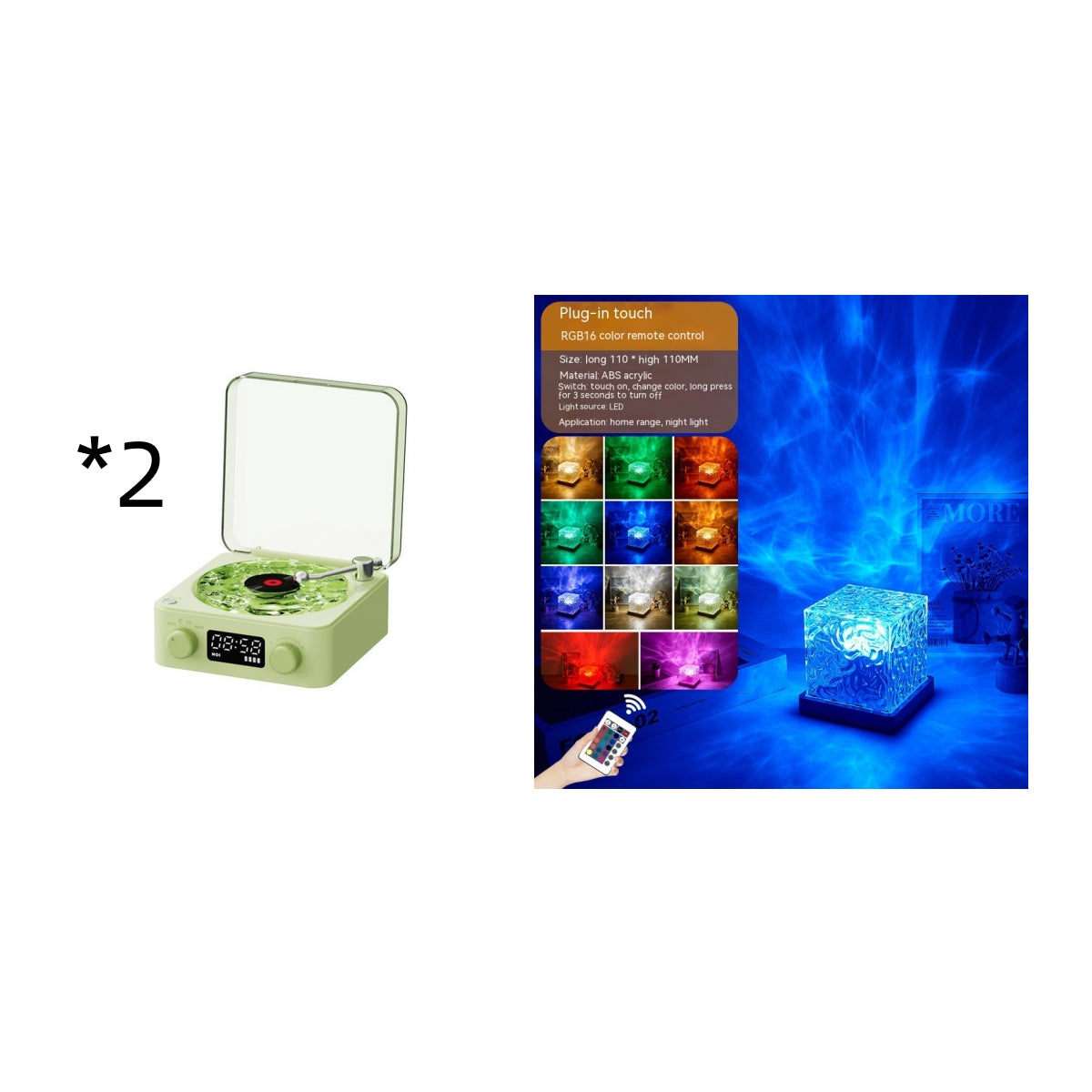 Retro Bluetooth Turntable Speaker with RGB Projection