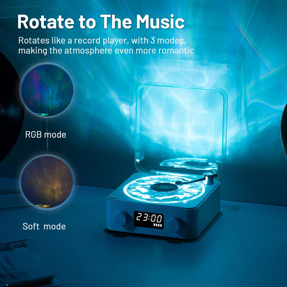 Retro Bluetooth Turntable Speaker with RGB Projection